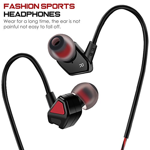 Universal Auriculares ergonómicos de deporte, AFUNTA con cable auriculares intra-auriculares 3.5mm con micrófono Super Bass aislamiento acústico de ruido de sonido