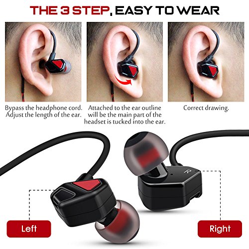 Universal Auriculares ergonómicos de deporte, AFUNTA con cable auriculares intra-auriculares 3.5mm con micrófono Super Bass aislamiento acústico de ruido de sonido Universal Auriculares ergonómicos de deporte, AFUNTA con cable auriculares intra-auriculares 3.5mm con micrófono Super Bass aislamiento acústico de ruido de sonido
