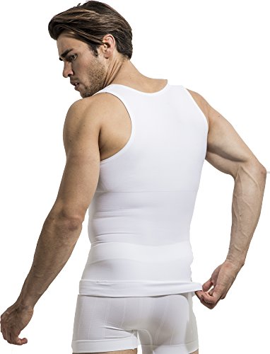 UnsichtBra Camiseta de Compresión | Ropa Interior Adelgazante Moldeadora Hombre (sw_7100)(Blanco, XXL)