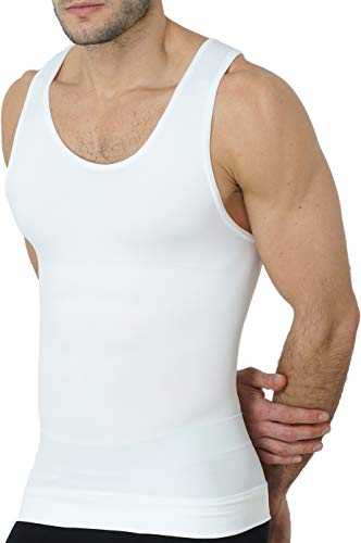 UnsichtBra Camiseta de Compresión | Ropa Interior Adelgazante Moldeadora Hombre (sw_7100)(Blanco, XXL)