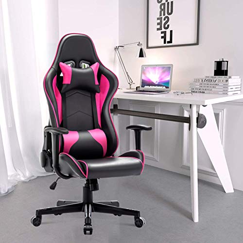 UOMAX Silla Gaming Ergonomicas Sillas Gamer Oficina Sillas de Escritorio Ordenador Asiento Cubo Ampliado 150kg Capacidad, Sin Marca Bordado PC Sillon Gaming con Cojín Ajustable