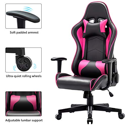 UOMAX Silla Gaming Ergonomicas Sillas Gamer Oficina Sillas de Escritorio Ordenador Asiento Cubo Ampliado 150kg Capacidad, Sin Marca Bordado PC Sillon Gaming con Cojín Ajustable