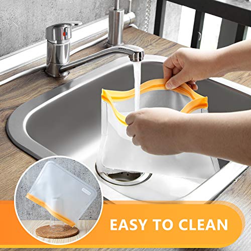 UOON Bolsas Reutilizables para Almacenamiento de Alimentos, 12Pcs Bolsas Congelar de 4 Tamaños para Bocadillos, Sándwich, Verduras, Frutas, A Prueba de Fugas, Sin BPA, Verde/Cian/Naranja/Rojo UOON Bolsas Reutilizables para Almacenamiento de Alimentos, 12Pcs Bolsas Congelar de 4 Tamaños para Bocadillos, Sándwich, Verduras, Frutas, A Prueba de Fugas, Sin BPA, Verde/Cian/Naranja/Rojo