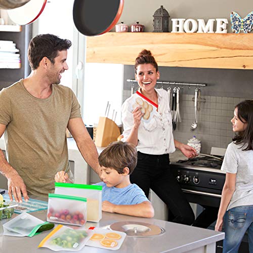 UOON Bolsas Reutilizables para Almacenamiento de Alimentos, 12Pcs Bolsas Congelar de 4 Tamaños para Bocadillos, Sándwich, Verduras, Frutas, A Prueba de Fugas, Sin BPA, Verde/Cian/Naranja/Rojo UOON Bolsas Reutilizables para Almacenamiento de Alimentos, 12Pcs Bolsas Congelar de 4 Tamaños para Bocadillos, Sándwich, Verduras, Frutas, A Prueba de Fugas, Sin BPA, Verde/Cian/Naranja/Rojo