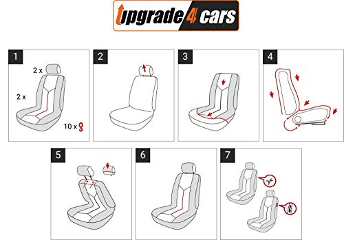 Upgrade4cars Fundas Asientos Delanteros Coche Universales Negro Protector de Asiento Delantero para Conductor y Copiloto Accesorios Interior para Mujer y Hombre