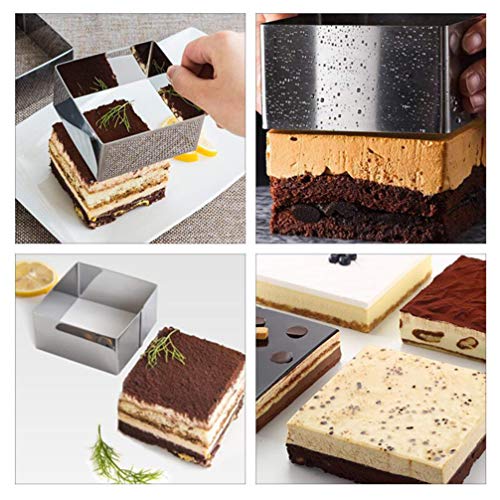 UPKOCH - Juego de 3 Anillos de Acero Inoxidable y Espuma, Cuadrados de Espuma, para Pasteles, moldes para postres, Anillos, Pasteles, etc. UPKOCH - Juego de 3 Anillos de Acero Inoxidable y Espuma, Cuadrados de Espuma, para Pasteles, moldes para postres, Anillos, Pasteles, etc.