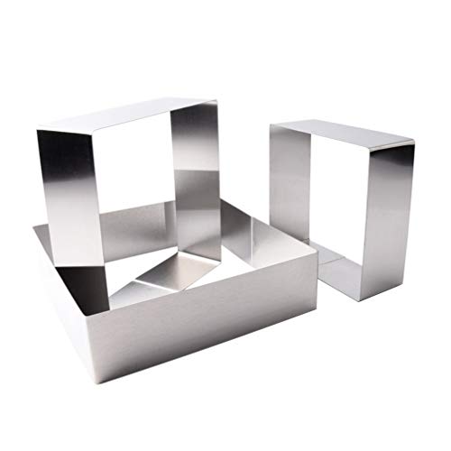 UPKOCH - Juego de 3 Anillos de Acero Inoxidable y Espuma, Cuadrados de Espuma, para Pasteles, moldes para postres, Anillos, Pasteles, etc. UPKOCH - Juego de 3 Anillos de Acero Inoxidable y Espuma, Cuadrados de Espuma, para Pasteles, moldes para postres, Anillos, Pasteles, etc.