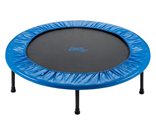 Upper Bounce Mini Trampolín, Cama Elástica para Fitness Entrenamiento Cardio Ejercicio en Gimnasia, Casa Plegable con Bolsa de Transporte y con Barra de Estabilidad 100 cm