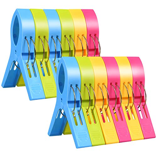 URAQT 12 pcs Grandes Playa Toalla Clips Pinzas de Plástico Fuerte, Durable Resistente Clips, Pinza de la Ropa, Resistentes al Viento, Brillante Color Clips para la Ropa Pesada y el Lavarse URAQT 12 pcs Grandes Playa Toalla Clips Pinzas de Plástico Fuerte, Durable Resistente Clips, Pinza de la Ropa, Resistentes al Viento, Brillante Color Clips para la Ropa Pesada y el Lavarse
