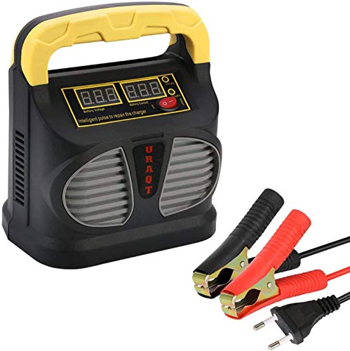 URAQT Cargador de Batería, 10A 12V/24V Mantenimiento Automático e Inteligente con Múltiples Protecciones para Automóviles, Motocicletas, ATVs, RVs, Powersports, Barco