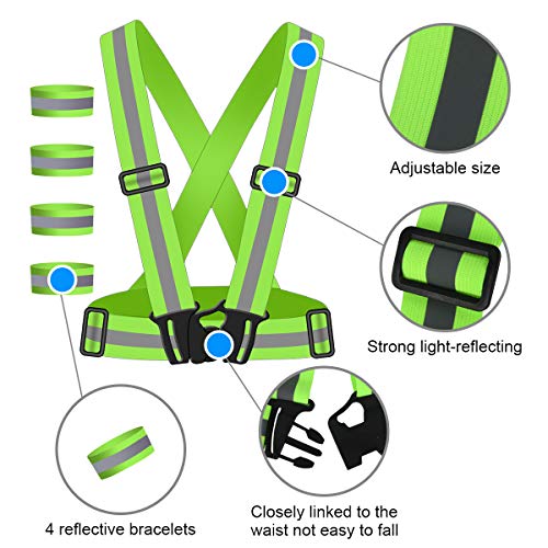URAQT Chalecos Reflectantes, 2 Packs Chaleco de Seguridad Reflectante, Chaleco Reflectante Alta Visibilidad Elástica Ajustable, para Correr, Andar en Bicicleta, Hacer Deportes en Exterior URAQT Chalecos Reflectantes, 2 Packs Chaleco de Seguridad Reflectante, Chaleco Reflectante Alta Visibilidad Elástica Ajustable, para Correr, Andar en Bicicleta, Hacer Deportes en Exterior
