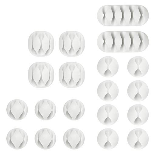 URAQT Clips de Cable, 20 Piezas Organizador de Cable Duraderos, con Autoadhesivo Fuerte para TV PC Laptop Cargador o Ratón Hogar Oficina, Blanco URAQT Clips de Cable, 20 Piezas Organizador de Cable Duraderos, con Autoadhesivo Fuerte para TV PC Laptop Cargador o Ratón Hogar Oficina, Blanco