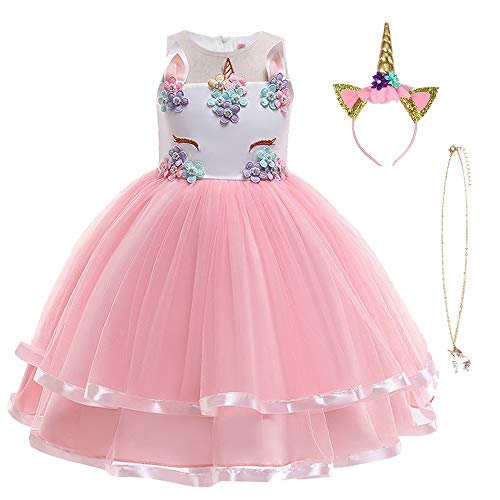 URAQT Disfraz Unicornio NiƱa, Vestidos Unicornio NiƱa, Disfraz de Princesa, para Fiesta de Cosplay, Boda, Partido,Vestido de Princesa 100 cm URAQT Disfraz Unicornio NiƱa, Vestidos Unicornio NiƱa, Disfraz de Princesa, para Fiesta de Cosplay, Boda, Partido,Vestido de Princesa 100 cm