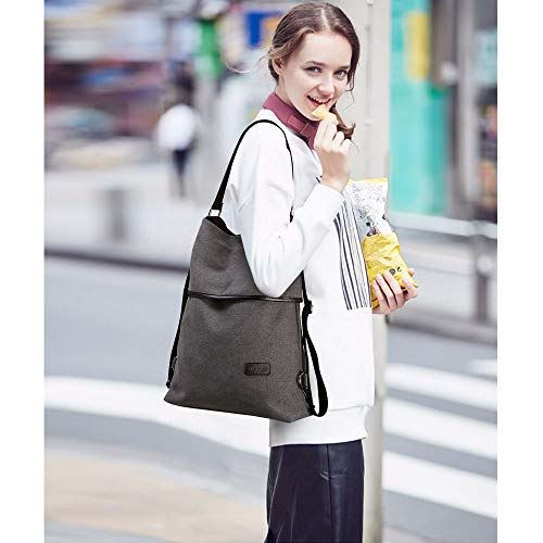 URAQT Mochila de Lona, Bolsos de Mujer, Bolso Mochila Mujer, Mujer Lona Microfibra Multifuncional Casual Bolso de Cuero de Gran Capacidad Bolsas de Hombro Mochila, Gris URAQT Mochila de Lona, Bolsos de Mujer, Bolso Mochila Mujer, Mujer Lona Microfibra Multifuncional Casual Bolso de Cuero de Gran Capacidad Bolsas de Hombro Mochila, Gris