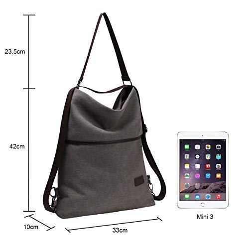 URAQT Mochila de Lona, Bolsos de Mujer, Bolso Mochila Mujer, Mujer Lona Microfibra Multifuncional Casual Bolso de Cuero de Gran Capacidad Bolsas de Hombro Mochila, Gris URAQT Mochila de Lona, Bolsos de Mujer, Bolso Mochila Mujer, Mujer Lona Microfibra Multifuncional Casual Bolso de Cuero de Gran Capacidad Bolsas de Hombro Mochila, Gris