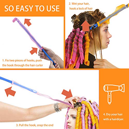 URAQT Sin Rizadores de Calor, 20 Piezas Rizos en Espiral Rizadores de Pelo, Rulos para Cabello Largo con Ganchos para Peinar, Herramientas de Peinado de Bricolaje para Mujeres, 55cm URAQT Sin Rizadores de Calor, 20 Piezas Rizos en Espiral Rizadores de Pelo, Rulos para Cabello Largo con Ganchos para Peinar, Herramientas de Peinado de Bricolaje para Mujeres, 55cm