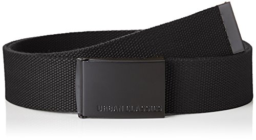 Urban Classics Belt Canvas Unisex, Hombre y Mujer, Correa de Tela, Cinturón de Cuerda sin Agujeros, con Logo en la Hebilla Cuadrada, Negro/Negro, Talla Única Urban Classics Belt Canvas Unisex, Hombre y Mujer, Correa de Tela, Cinturón de Cuerda sin Agujeros, con Logo en la Hebilla Cuadrada, Negro/Negro, Talla Única