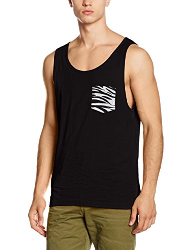 Urban Classics Contrast Pocket Jersey Big Tank Camiseta sin Mangas, Multicolor (blk/Zebra 499), Small para Hombre