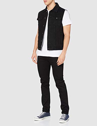 Urban Classics Denim Vest Chaleco, Negro (blackraw 12), Small para Hombre Urban Classics Denim Vest Chaleco, Negro (blackraw 12), Small para Hombre