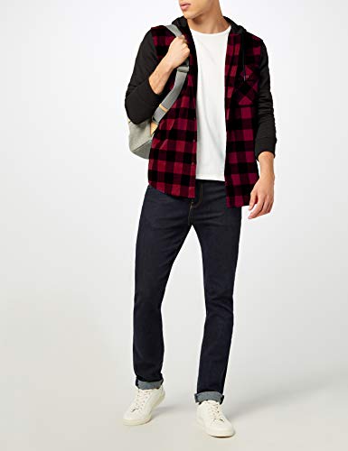 Urban Classics Hooded Checked Flanell Sweat Sleeve Shirt Sudadera, Multicolor (blk/Burgundy/blk 798), XXL para Hombre Urban Classics Hooded Checked Flanell Sweat Sleeve Shirt Sudadera, Multicolor (blk/Burgundy/blk 798), XXL para Hombre