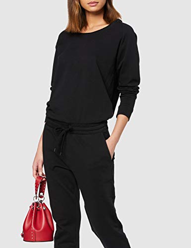 Urban Classics Ladies Long Sleeve Terry Jumpsuit Mono Largo, Negro (Black 00007), S para Mujer