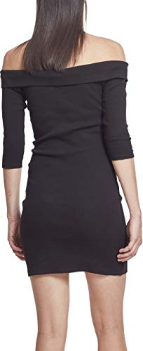 Urban Classics Ladies Off Shoulder Cross Rib Dress Vestido, Negro (Black 00007), 44 para Mujer