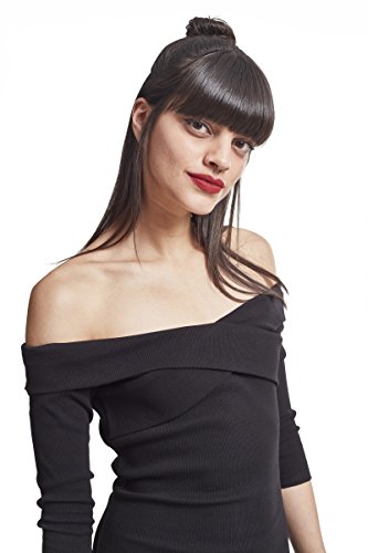 Urban Classics Ladies Off Shoulder Cross Rib Dress Vestido, Negro (Black 00007), 44 para Mujer