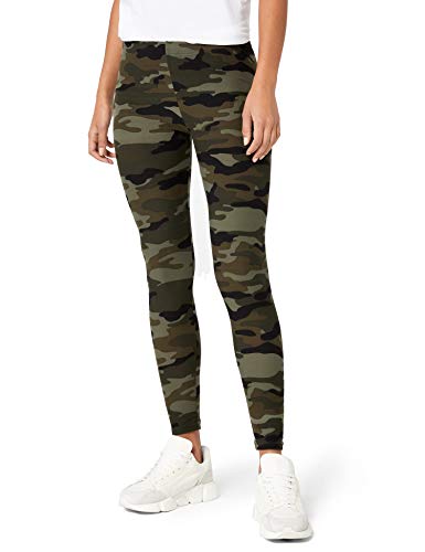 Urban Classics Mujer Leggings Camuflaje, Tanto para Vestir o como para Hacer Deporte, Mallas para Yoga, en Tonos, Talla XL, Verde (Wood Camo)