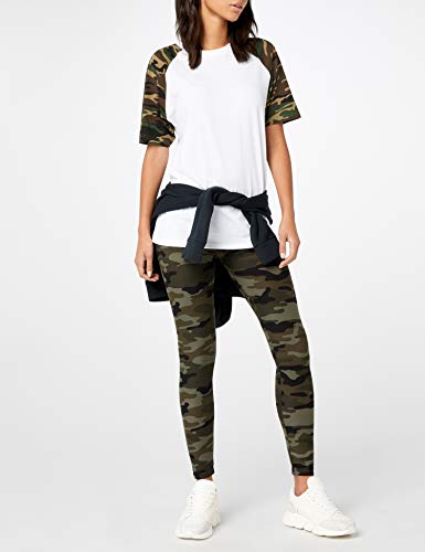 Urban Classics Mujer Leggings Camuflaje, Tanto para Vestir o como para Hacer Deporte, Mallas para Yoga, en Tonos, Talla XS, Verde (Wood Camo)