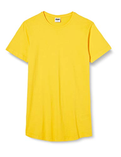 Urban Classics Shaped Long tee Manga Corta con Talle Largo, Camiseta Lisa, Básica Fácilmente Combinable, Versátil y Cómoda, chrome yellow, XXL para Hombre