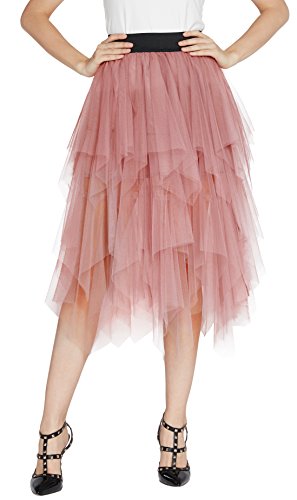 Urban GoCo Mujeres Enagua Falda Corta Midi Tul Damas Cintura Elástica Asimetricas Tutu Falda para Fiesta Danza (X-Large, Nude Rosa) Urban GoCo Mujeres Enagua Falda Corta Midi Tul Damas Cintura Elástica Asimetricas Tutu Falda para Fiesta Danza (X-Large, Nude Rosa)