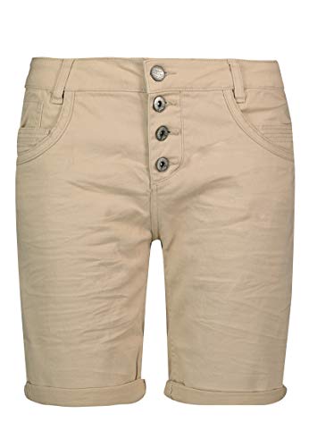 Urban Surface Bermudas de Mujer | Cómodo pantalón Corto de Sarga elástica - Loose Fit Beige L