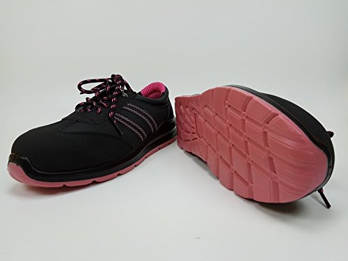 Urgent - Zapatos de trabajo de seguridad para mujer, modelo 214 S1 EN ISO 20345, color Negro, talla 36 EU