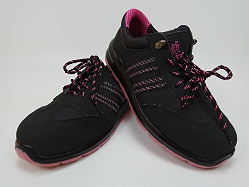 Urgent - Zapatos de trabajo de seguridad para mujer, modelo 214 S1 EN ISO 20345, color Negro, talla 36 EU