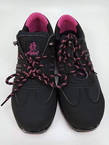 Urgent - Zapatos de trabajo de seguridad para mujer, modelo 214 S1 EN ISO 20345, color Negro, talla 36 EU