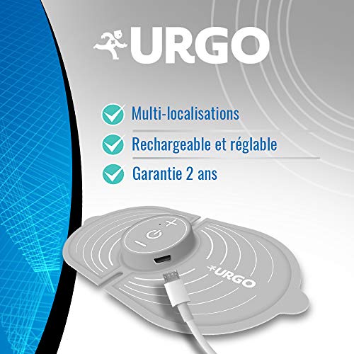 Urgo – Parche de electroterapia recargable multilocalización, acción antidolor inmediata, dolor de espalda, dolores articulares, 1 parche completo, cable USB y 2 recambios de gel adhesivo