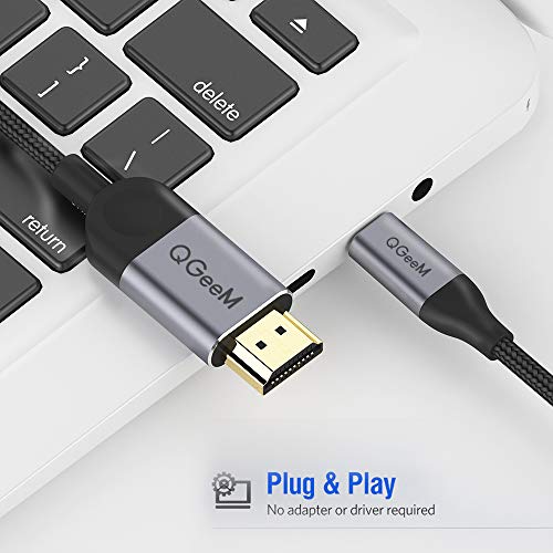 USB C a HDMI Cable 1,8 m, QGeeM USB Tipo C a HDMI Cable (Compatible con Thunderbolt 3) 4K Cable HDMI para Galaxy S8,2017 Macbook Pro/iMac, 2016 Macbook Pro, 2015 MacBook, Chromebook Pixel