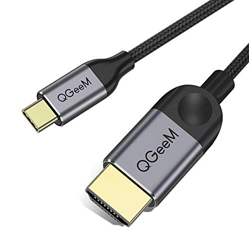 USB C a HDMI Cable 1,8 m, QGeeM USB Tipo C a HDMI Cable (Compatible con Thunderbolt 3) 4K Cable HDMI para Galaxy S8,2017 Macbook Pro/iMac, 2016 Macbook Pro, 2015 MacBook, Chromebook Pixel