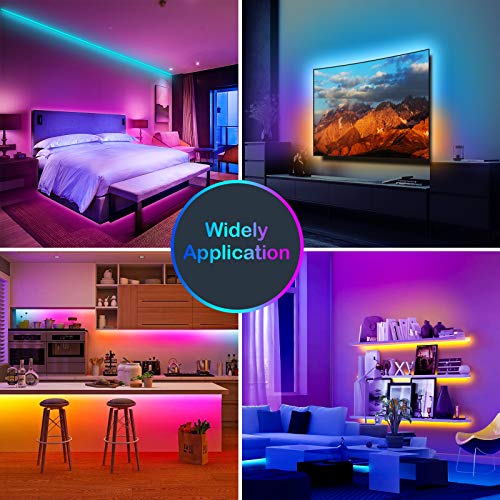 USB Tiras LED TV 3M,WOANWAY RGB Luces LED para TV con 16 Millones Colores,Bluetooth LED Tiras con Música Modo/Control de Voz y App/44 Teclas Control Remoto,LED Television para 40-60in HDTV/PC