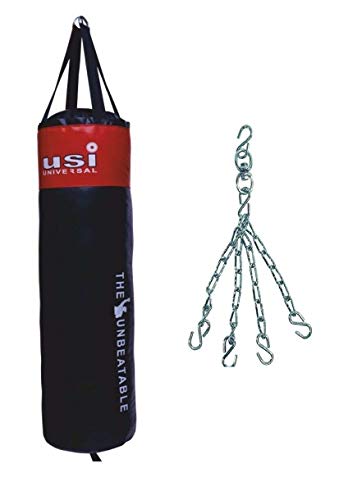 USI - Saco de boxeo sin relleno para saco de boxeo colgante + cadena (90 cm)