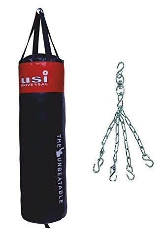 USI - Saco de boxeo sin relleno para saco de boxeo colgante + cadena (90 cm) USI - Saco de boxeo sin relleno para saco de boxeo colgante + cadena (90 cm)