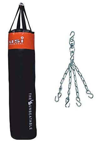 USI - Saco de boxeo sin relleno para saco de boxeo colgante + cadena (90 cm) USI - Saco de boxeo sin relleno para saco de boxeo colgante + cadena (90 cm)