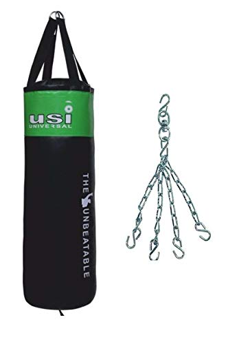 USI - Saco de boxeo sin relleno para saco de boxeo colgante + cadena (90 cm)