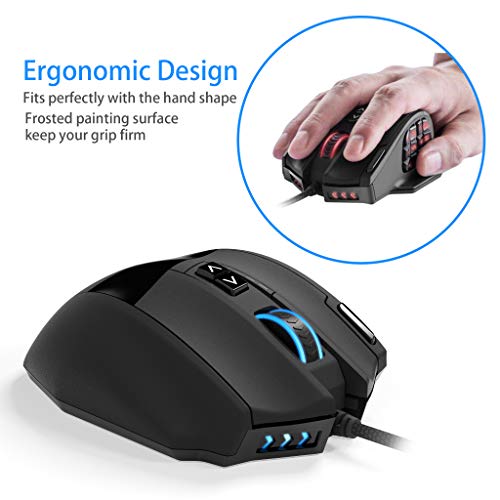 UtechSmart Ratón láser para Juegos MMO, Venus RGB LED MMO Mouse, de Alta precisión (18 Botones programables, 16400 dpi) UtechSmart Ratón láser para Juegos MMO, Venus RGB LED MMO Mouse, de Alta precisión (18 Botones programables, 16400 dpi)