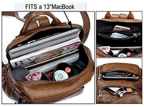 UTO - Bolso Mochila de Mujer Cuero Sintético Bolso Bandolera Bolso Escolar con Bolsillos Laterales con Borlas Marrón A UTO - Bolso Mochila de Mujer Cuero Sintético Bolso Bandolera Bolso Escolar con Bolsillos Laterales con Borlas Marrón A