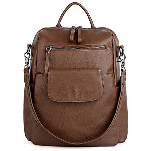 UTO Mujer Bolso Mochila de Dama Bolso Escolar de Cuero Sintético 3 Maneras Bolso para Viajar Diario con Correa Marrón UTO Mujer Bolso Mochila de Dama Bolso Escolar de Cuero Sintético 3 Maneras Bolso para Viajar Diario con Correa Marrón