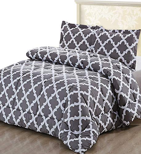 Utopia Bedding Juego de Edredón - Microfibra - Edredón Ligero con Fundas de Almohada - Primavera-Verano 200gr/m² (Cama 135/150, 230x220cm, Gris)