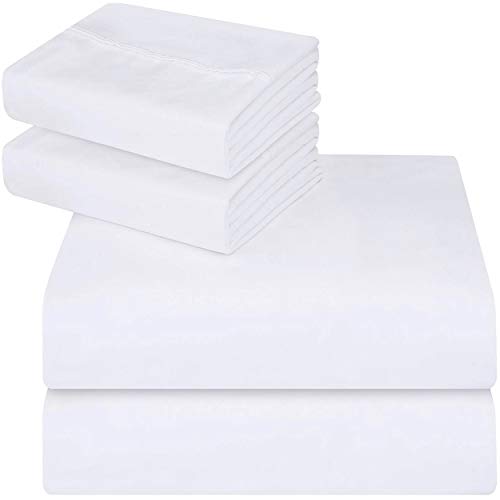 Utopia Bedding Juego Sábanas de Cama - Microfibra Cepillada - Sábanas y 2 Fundas de Almohada - (Cama 180, Blanco)