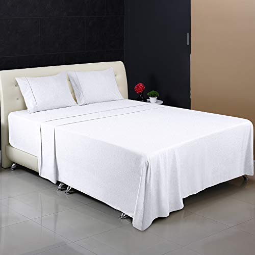 Utopia Bedding Juego Sábanas de Cama - Microfibra Cepillada - Sábanas y 2 Fundas de Almohada - (Cama 180, Blanco)