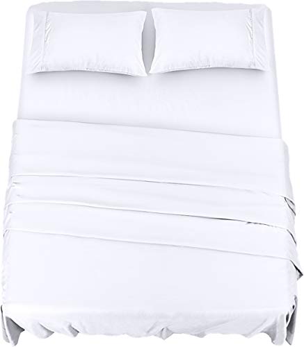 Utopia Bedding Juego Sábanas de Cama - Microfibra Cepillada - Sábanas y 2 Fundas de Almohada - (Cama 180, Blanco)